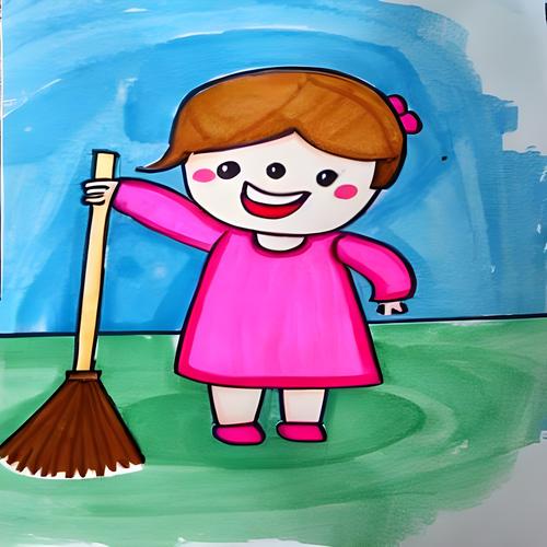 小孩扫地的简笔画 小孩扫地的简笔画女孩
