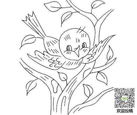 树上的小鸟简笔画