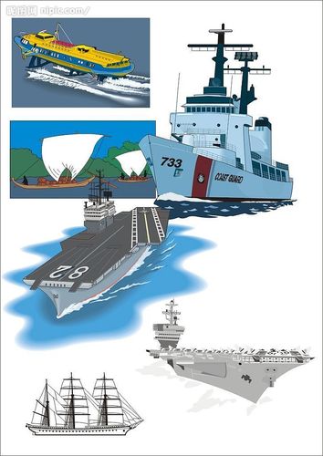 中国战舰简笔画彩色图片