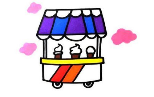 冰淇淋车简笔画 冰淇淋车简笔画图片彩色