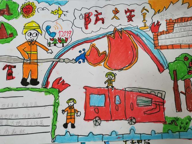 消防手抄报小学生一年级