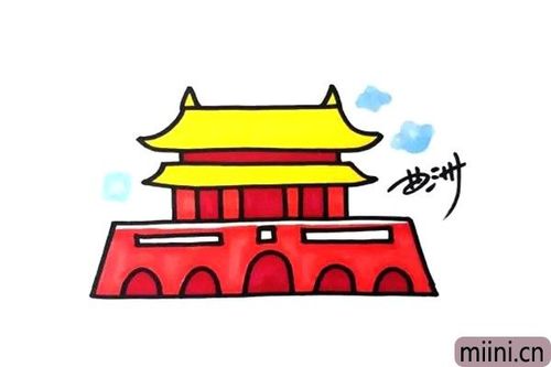 北京天安门简笔画图片彩色 