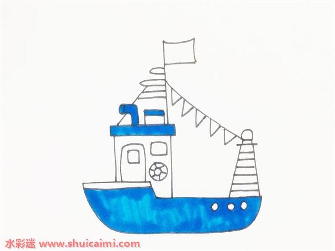 渔船的简笔画 渔船的简笔画加颜色