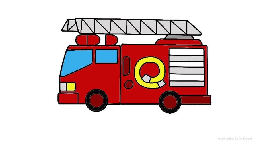 消防车简笔画彩色 消防车简笔画彩色复杂一点的