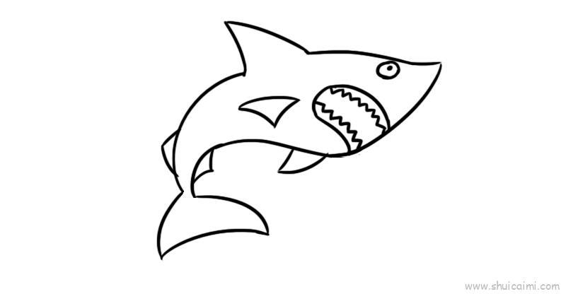 鲨鱼简笔画图片 鲨鱼简笔画图片大全可爱颜色