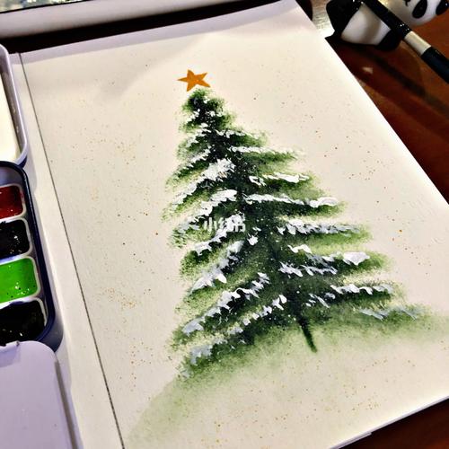 圣诞树水彩 圣诞树水彩画