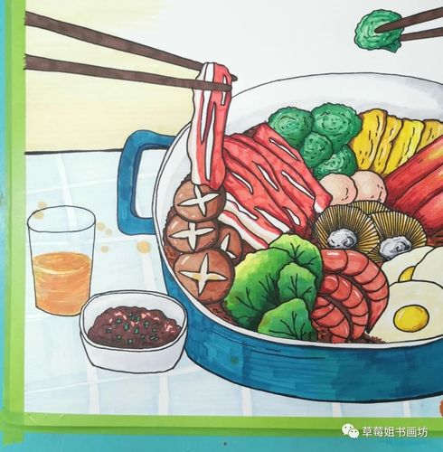 火锅食材简笔画带色图片