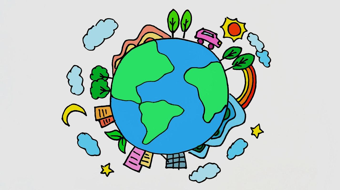 地球简笔画彩色 儿童地球简笔画彩色