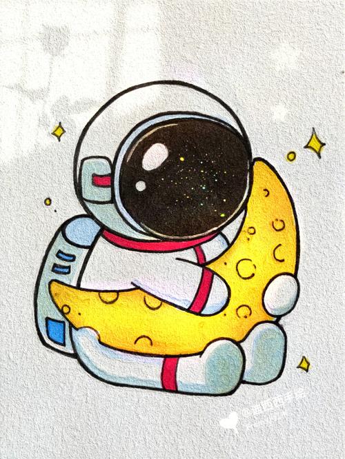 宇航员卡通图片简笔画 宇航员卡通图片简笔画涂色坐在月亮上