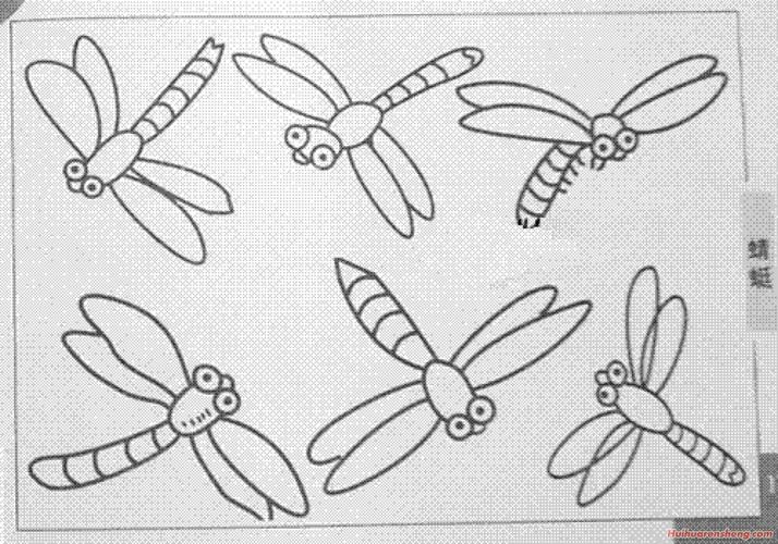 蜻蜓画法简笔画图片 涂色