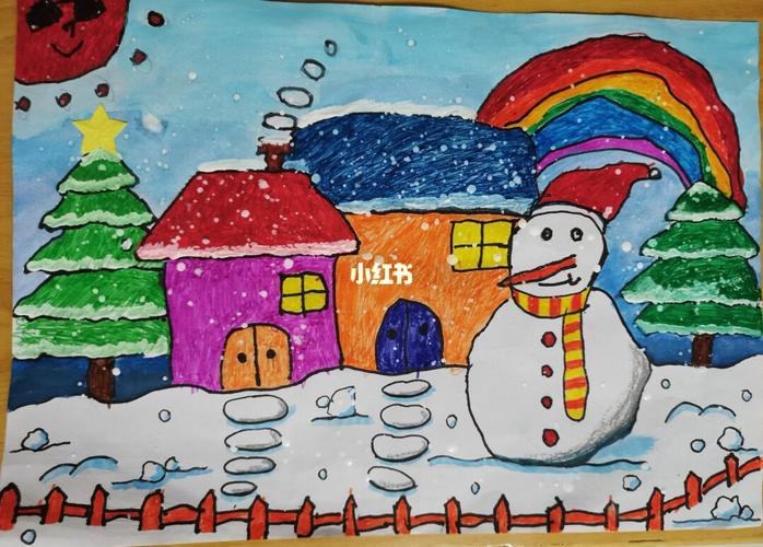 幼儿园冬天主题画简单图片