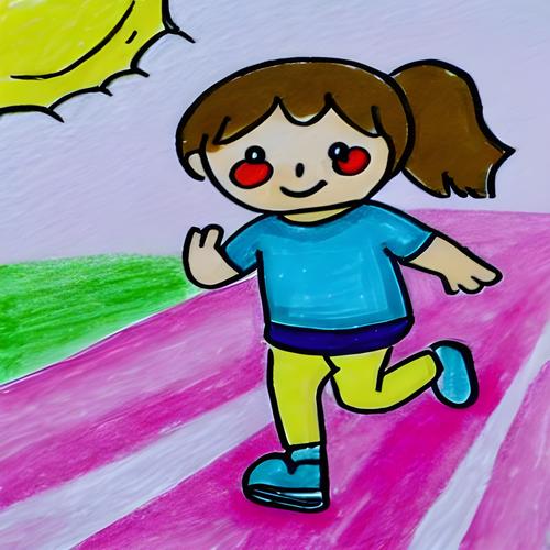 女孩跑步简笔画