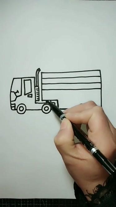 大卡车简笔画 集装箱大卡车简笔画