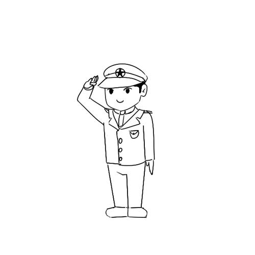 敬礼的军人简笔画 敬礼的军人简笔画卡通版