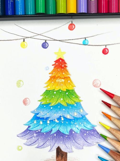 圣诞树彩铅 圣诞树彩铅画