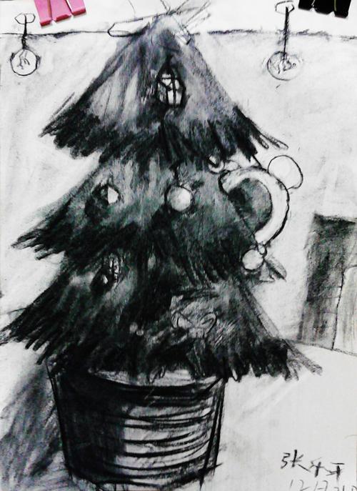 素描圣诞树 素描圣诞树简笔画
