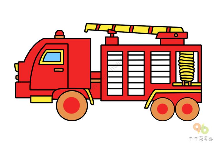 消防车的简笔画带颜色
