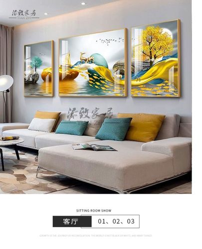 沙发背景装饰画 沙发背景墙的挂画高度一般是多少