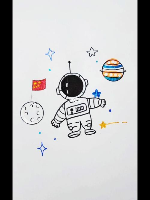 航天员简笔画带着颜色 航天员怎么画简单又好看