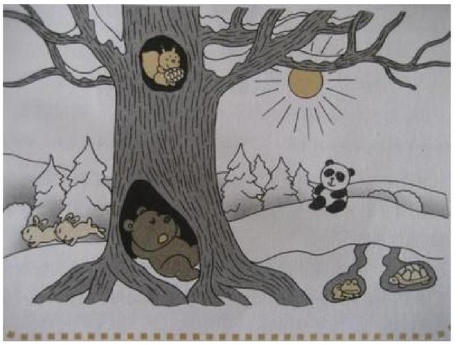 儿童画冬眠动物简笔画图片