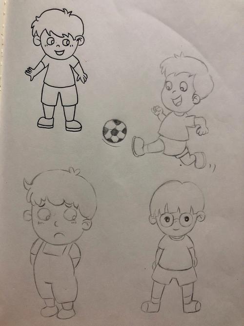 小男孩怎么画简笔画 踢足球的小男孩怎么画简笔画