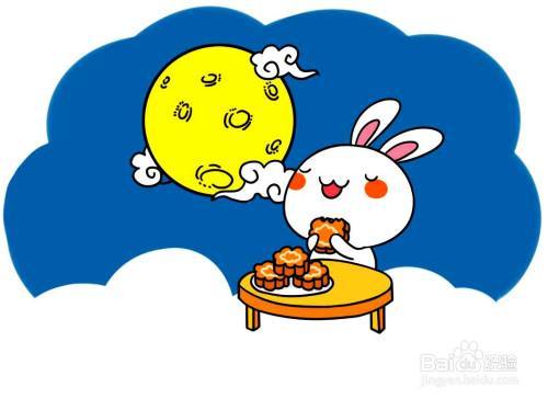 小兔吃月饼简笔画