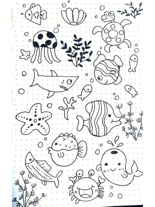 儿童简笔画海底世界