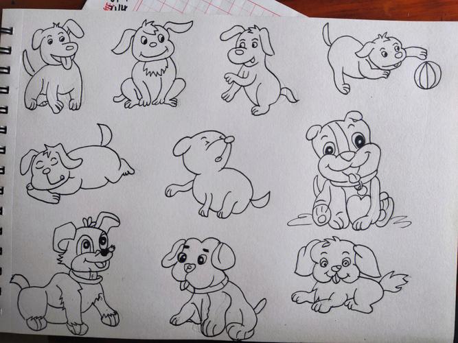 狗狗的画法简笔画 一笔画成一只小狗