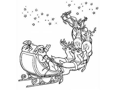 圣诞老人简笔画驯鹿 圣诞老人简笔画彩色雪橇驯鹿