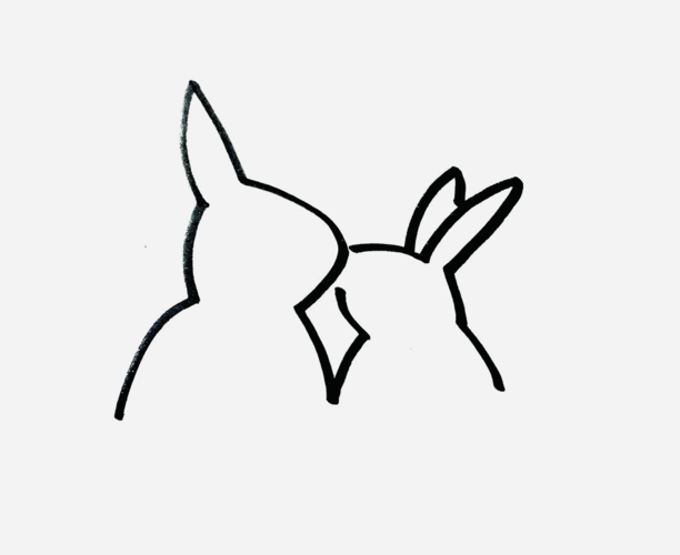 兔子背影简笔画图片 兔子背影简笔画图片彩色