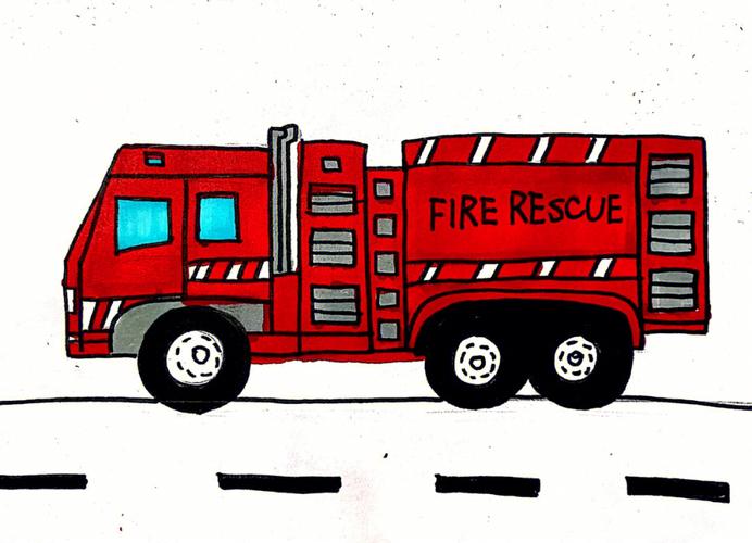 画消防车的简笔画图片 画消防车的简笔画图片救火图片