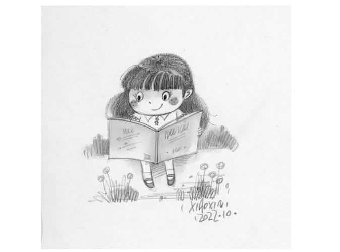 看书的女孩简笔画 看书的女孩简笔画彩色