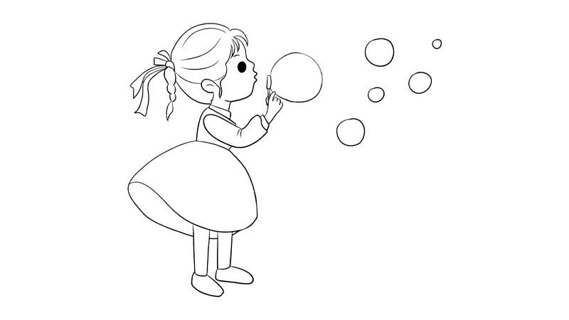 吹泡泡的女孩简笔画 吹泡泡的女孩简笔画小女孩