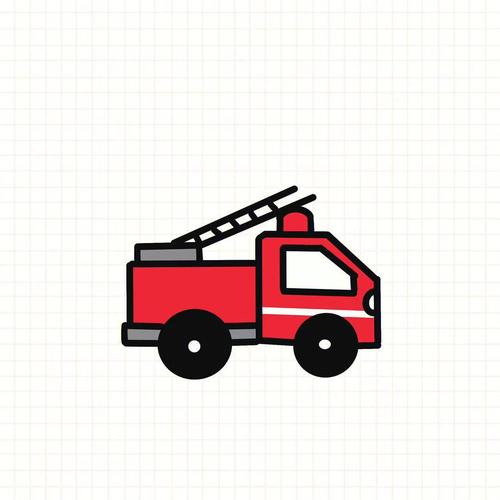 消防车简笔画彩色