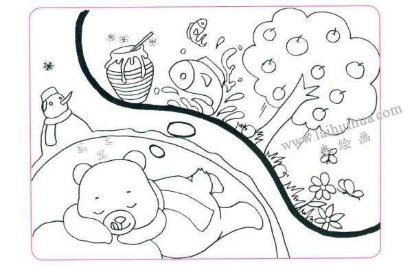 冬眠的熊简笔画 冬眠的熊简笔画彩色