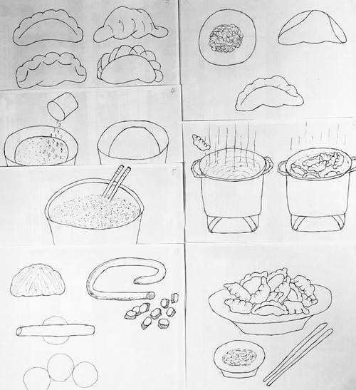 包饺子手绘图片简易图图片