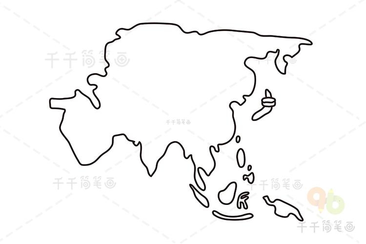 亚洲简笔画 亚洲简笔画地图