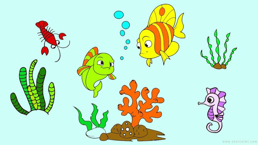 简笔画海洋动物图画大全 简笔画海洋动物图画大全不用涂颜色