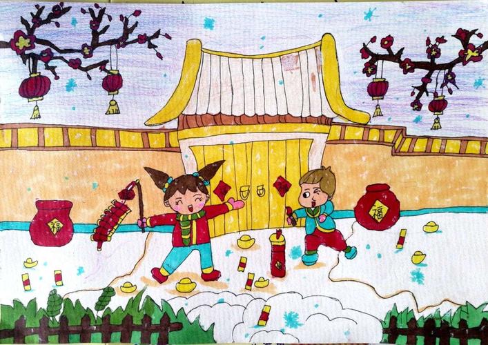 幼儿园春节绘画作品图片