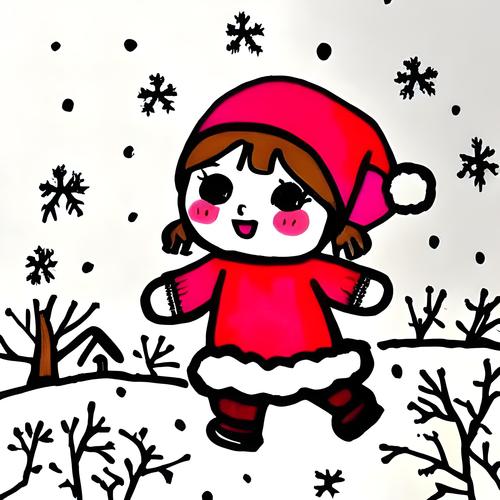 冬天的小女孩简笔画 冬天的小女孩简笔画彩色