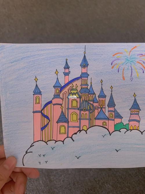 上海迪士尼城堡儿童画图片