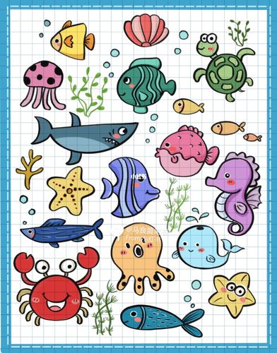 海底动物简笔画 海底动物简笔画图片大全