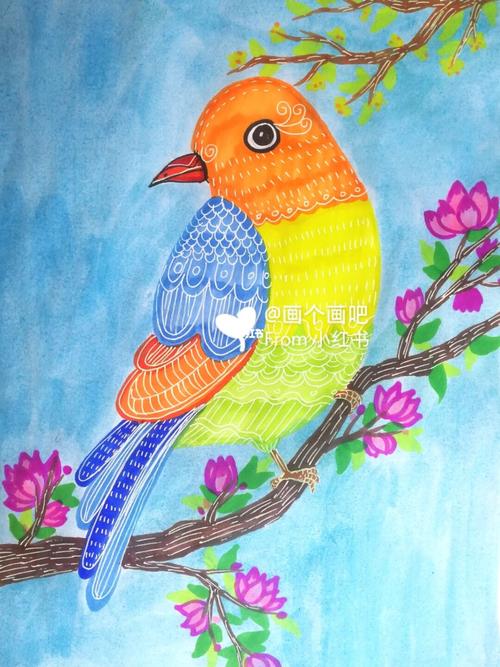 快乐的小鸟简笔画彩色图片