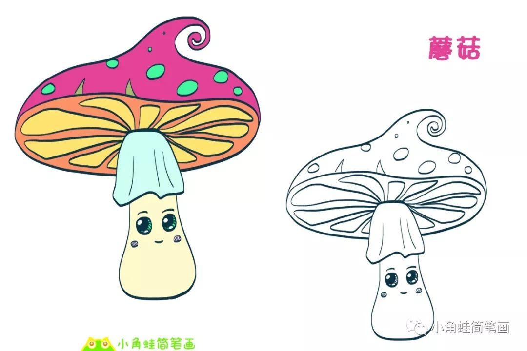 简笔画彩色蘑菇图片