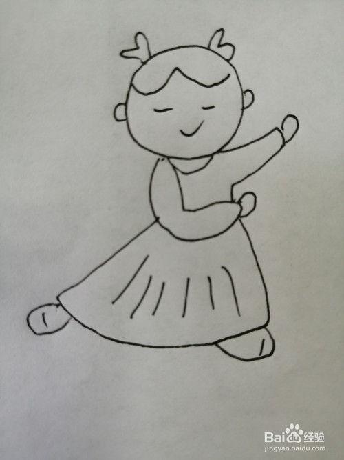 跳舞的小女孩简笔画 一个跳舞的小女孩简笔画