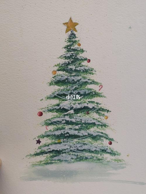 圣诞树水彩画图片 水彩圣诞树的画法