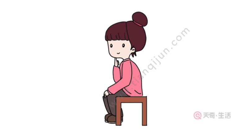 小女孩侧坐椅子简笔画
