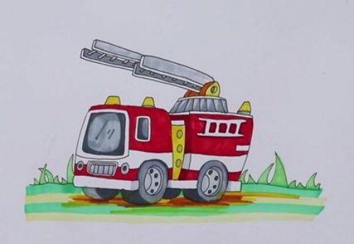 消防车简笔画颜色