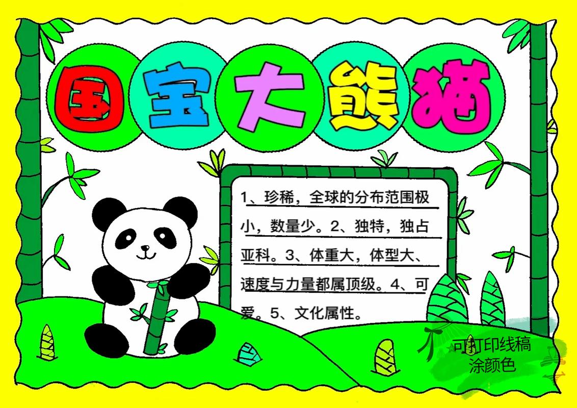 熊猫手抄报简单又漂亮三年级