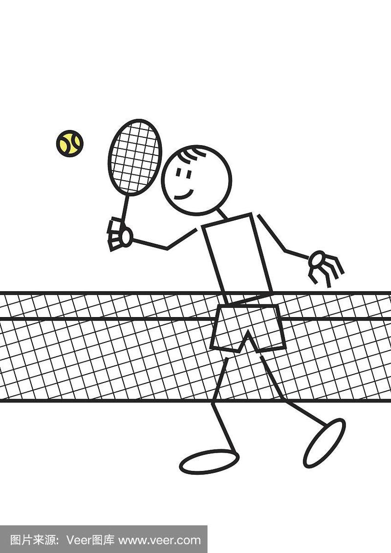 打网球简笔画 打网球的小朋友简笔画